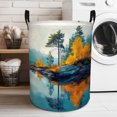thumbnail image 4 of Watercolor maple forest Print Laundry Basket  Storage Bin  Foldable Large Capacity Round Hamper for Bedroom Laundry Room Dorm, 4 of 9