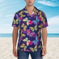 thumbnail image 2 of Pofeuu Paint Butterflies Print Hawaiian Shirt for Men Sleeves Casual Button Down Summer Beach Dress Shirts T-Shirts,X-Large, 2 of 7