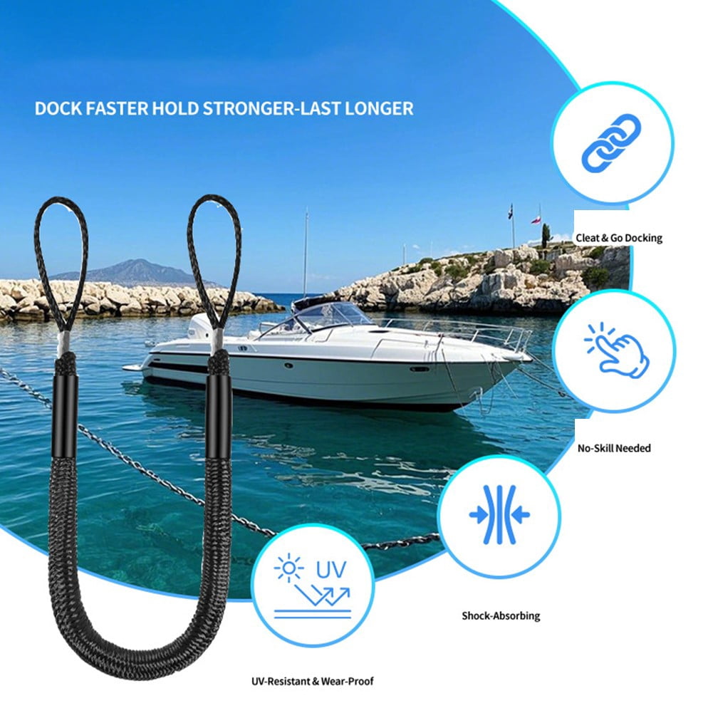 CENL Brand New Bungee Dock Line Mooring Rope Boat Dock Rope Anchor Buddy Boat Accessories For Kayak Jet Ski Pontoon Stretch 4'-5.5'