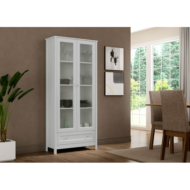 Gramercy Way Classic Bookcase With, Tall Bookcase Cabinet With Glass Doors