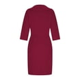 thumbnail image 5 of QUNYINEY Bodycon Cocktail Dress for Women Solid Colors 3/4 Sleeve Formal Business Pencil Dress Work Office V Neck Slim Fit Elegant Midi Dresses, 5 of 7