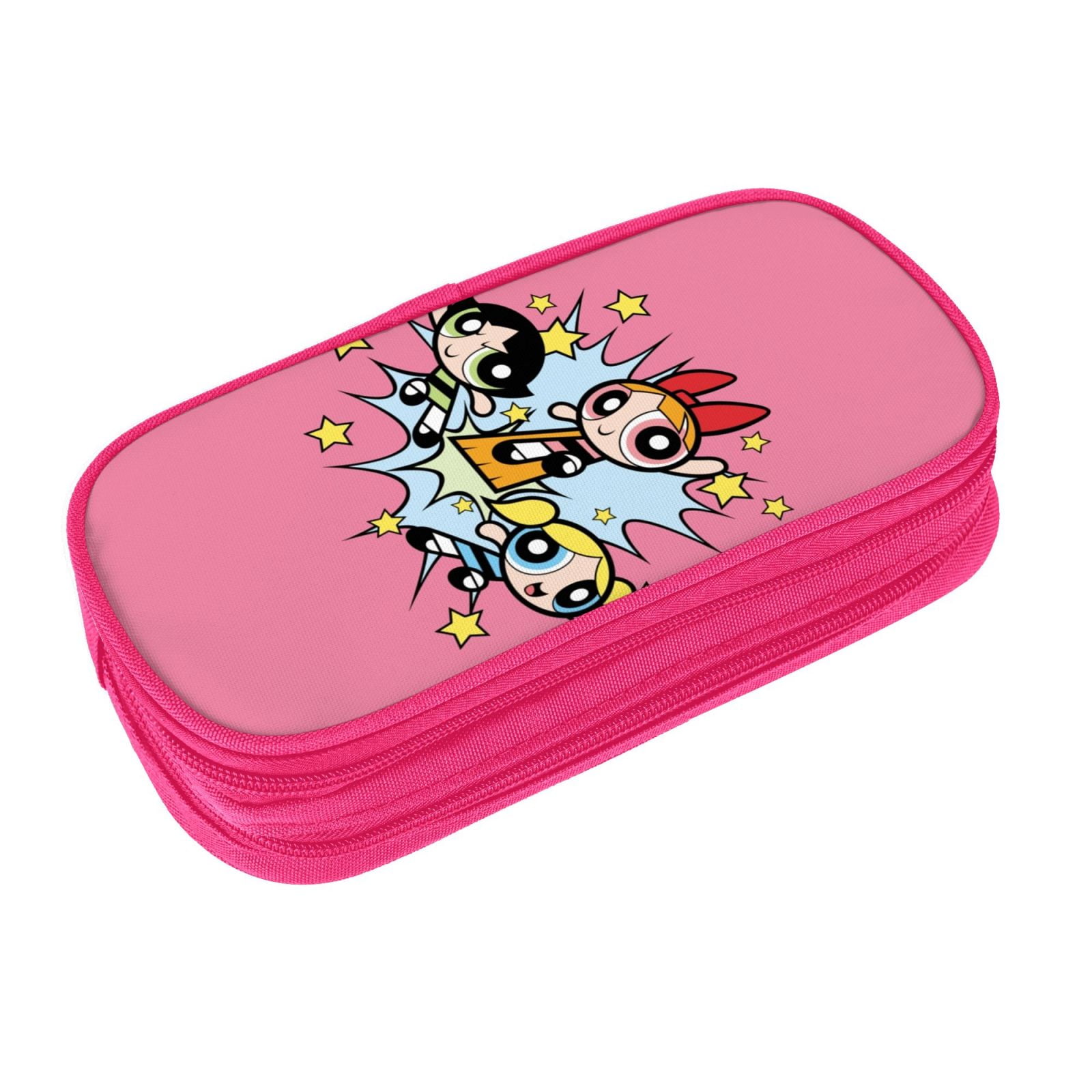 The Powerpuff Gi-rls Pencil Case Large Capacity Pencil Pouch Penbag Office Stationery Organizer Travel Makeup Bag Pink