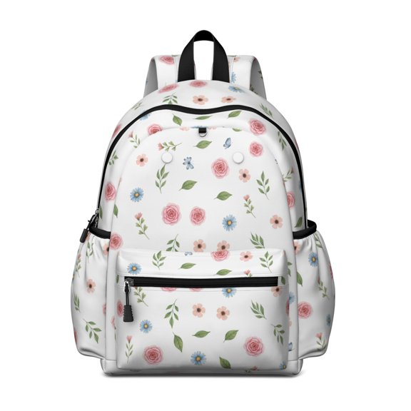 Pioneer Flower Floral Print Pattern Cute School Backpack with Padded Back and Adjustable Shoulder Straps 13.4"x11"x4.7"