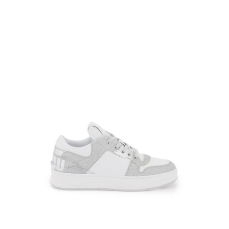 

Jimmy Choo Florent Glittered Sneakers With Lettering Logo Women