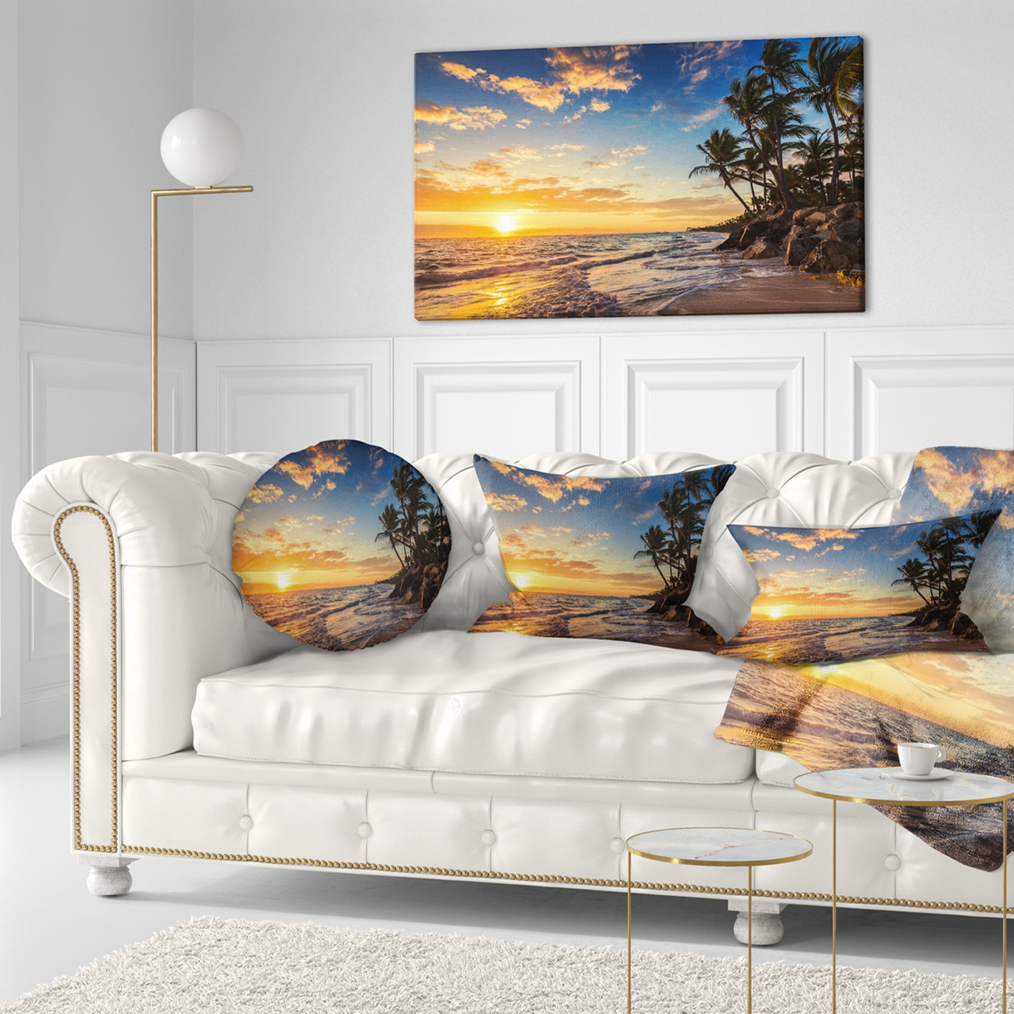 Designart 12" x 20" Blue Polyester Throw Pillow