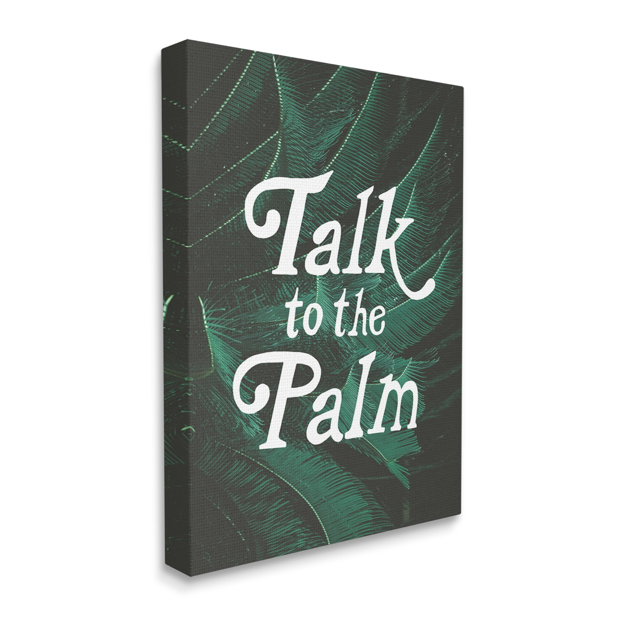 Stupell Industries Talk To Palm Punny Tropical Plant Botanical Leaf Graphic Art Gallery Wrapped Canvas Print Wall Art, Design by Daphne Polselli