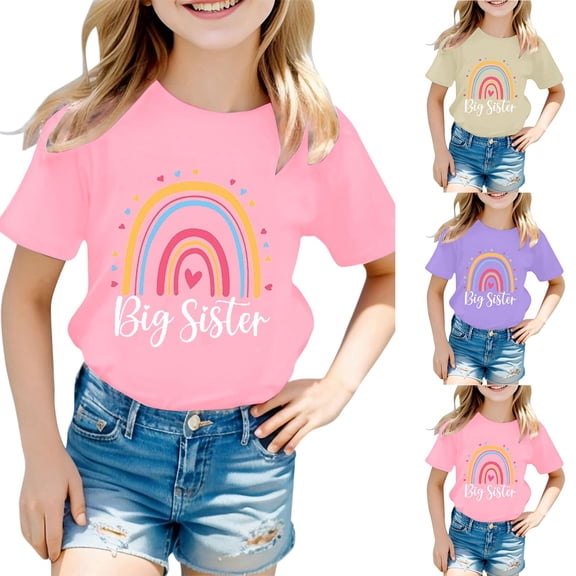 ibiyuan Big Sister Shirts for Girls Size 8 Promoted To Girls Outfit Cotton T-Shirt Baby Announcement Short Sleeve Tshirts Kids Shirts Girls 7-8 Big Sister Gift Tees Toddler Girl Tops