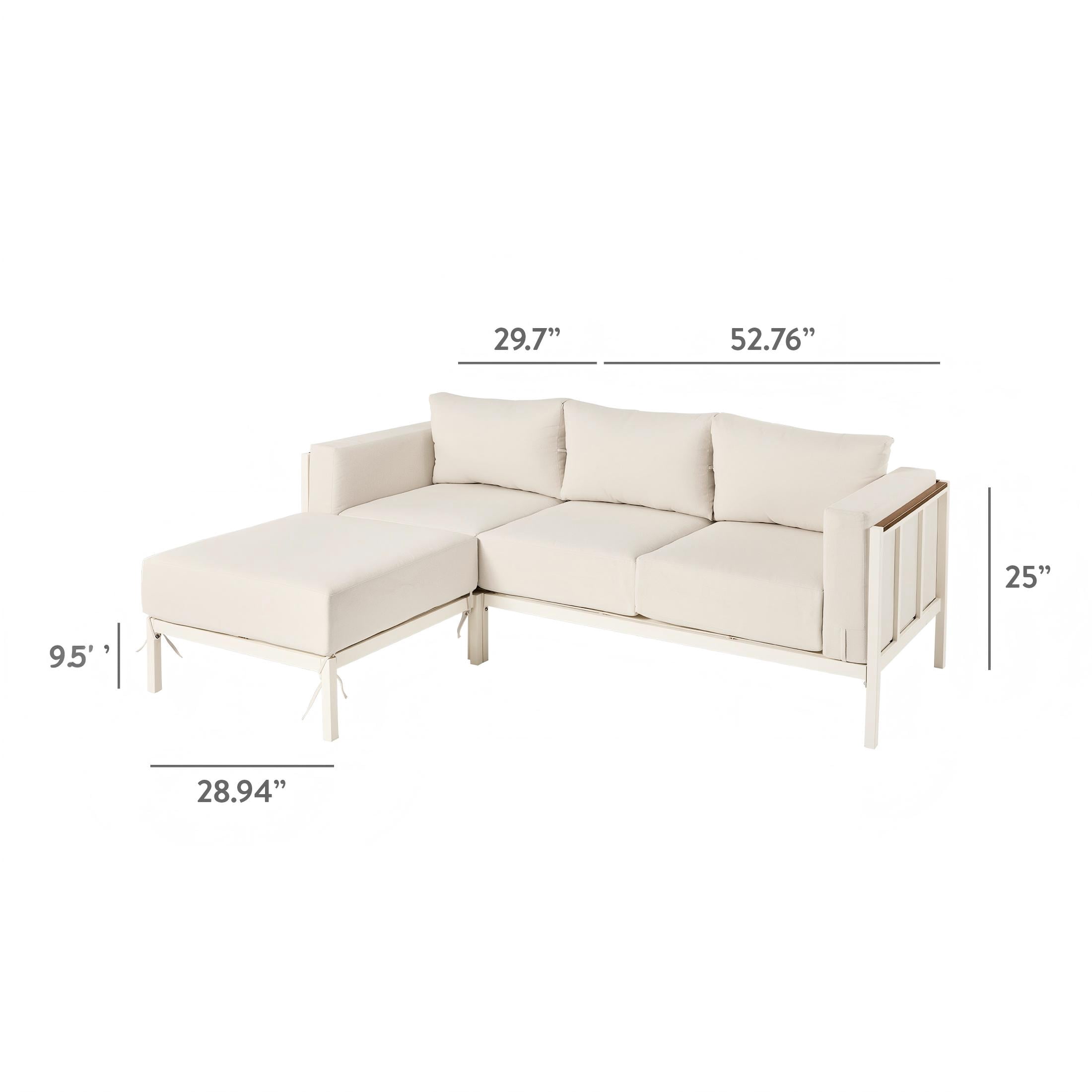 Better Homes & Gardens Marlow Outdoor 2pc Patio Sectional, White