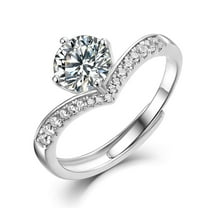 Fanci Me 14K White Gold Plated 925 Sterling Silver 1 Carat 6.5mm D Color VVS Moissanite Four Prong Princess Deisgn Simulated Diamond Wedding Engagement Ring for Women's Jewelry, ONE SIZE