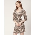 thumbnail image 3 of Moomaya Printed Short Dresses For Women, Button-Up Square Neck 3/4Th Sleeve Dress, 3 of 8