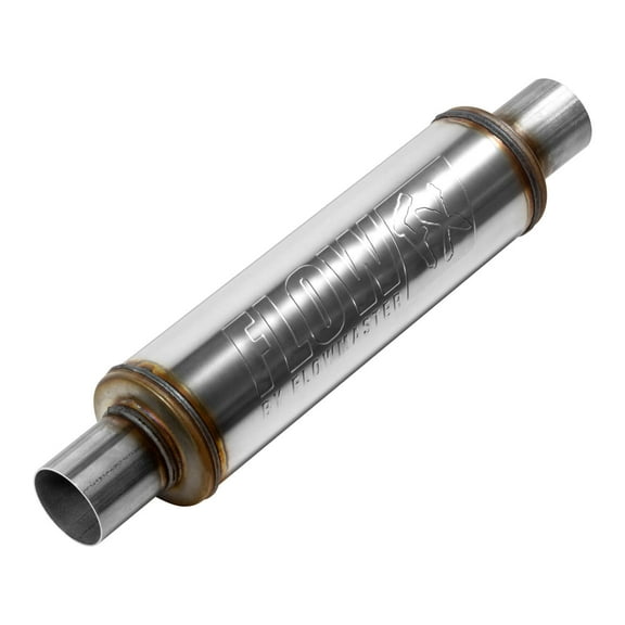 Flowmaster 71415 FlowFX Muffler 2.25" Inlet/Outlet - Round Body - Moderate Sound 409 Stainless Steel
