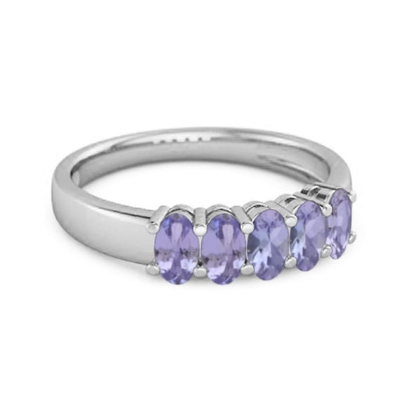 Mooneye Five Stone 1.25 Cts Tanzanite Half Eternity 925 Sterling Silver Valentines Day Gifts Ring