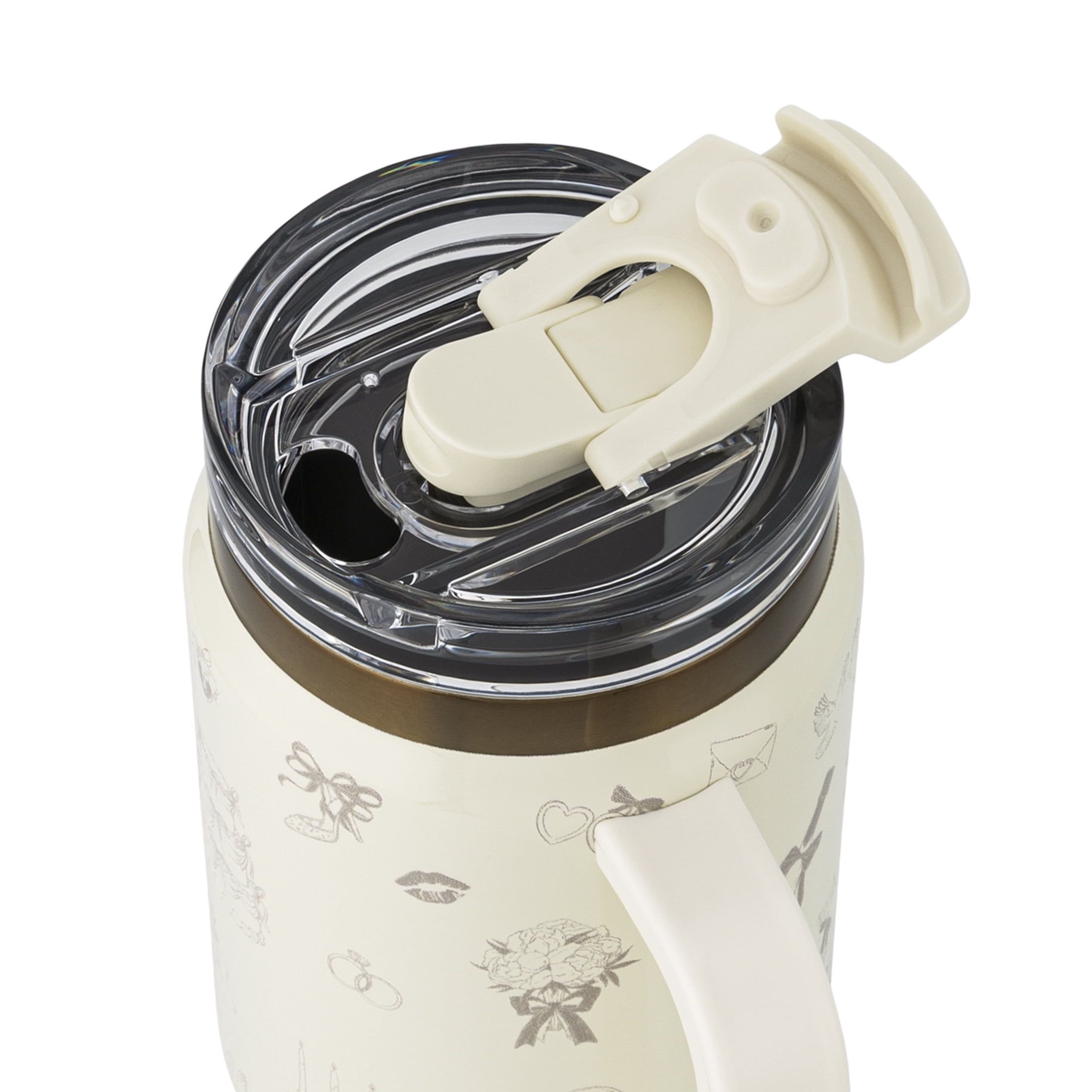 Thyme & Table 32oz Stainless Steel Luna Tumbler with Handle and Dual Straw Lid, Wedding