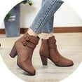 thumbnail image 6 of KIJBLAE Women's Ankle Boots Closed Toe Stacked Heel Booties Shoes Thick Heel Mid Heeled Dress Short Boots Shoes Brown 39, 6 of 6