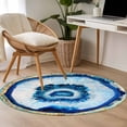 thumbnail image 4 of Blue Abstract Marble Round Area Rug 3.3 FT, Non Slip Small Entryway Kitchen Mat, Modern Abstract Art Washable Soft Circular Rug Non-Shedding Door Mat for Bathroom Playroom Kids Room, 4 of 9
