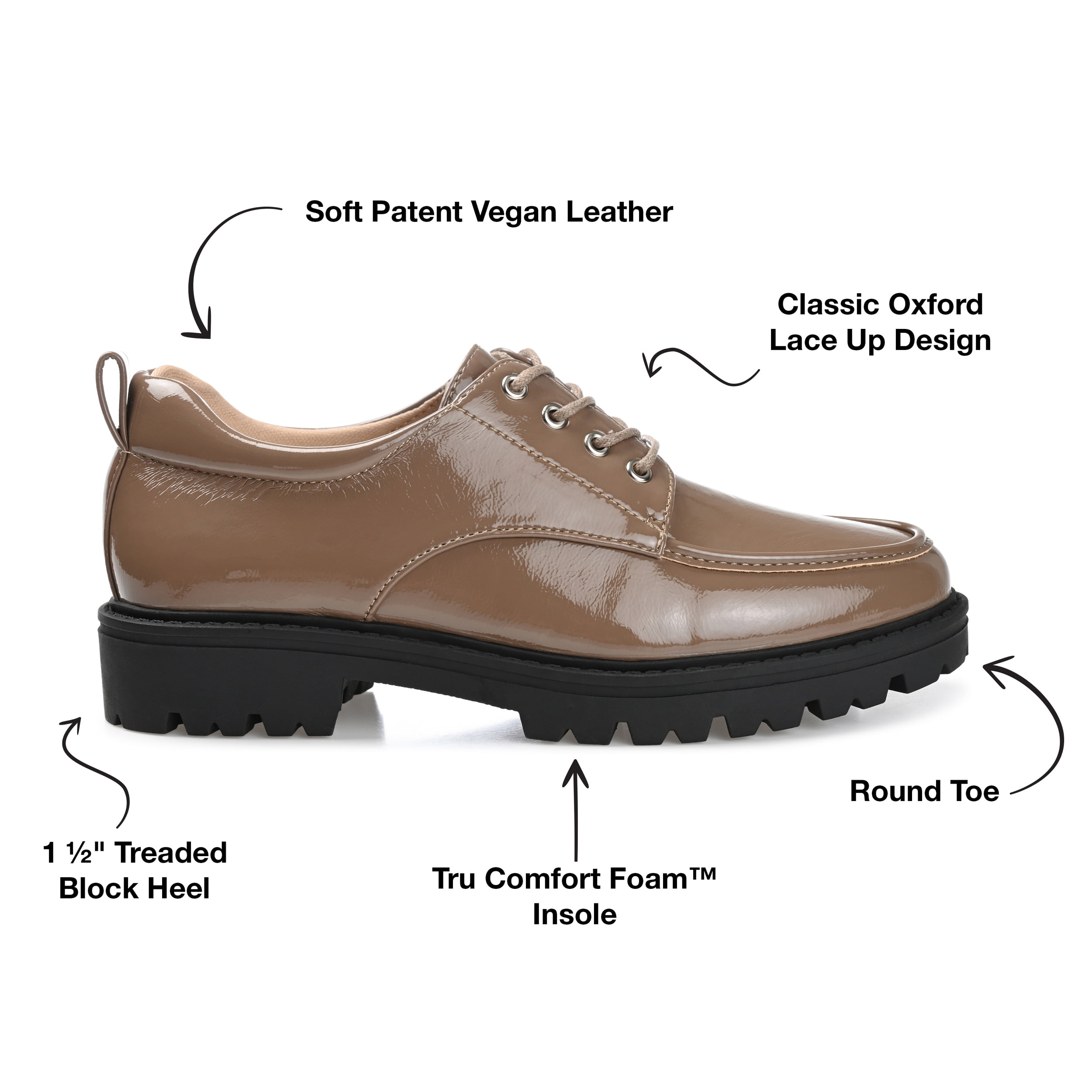 Journee Womens Zina Almond Toe Lace-up Oxford, Widths Available