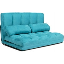 DORTALA Foldable Floor Sofa, 6-Position Adjustable Lounge Couch with 2 Pillows & Suede Cloth Cover, Modern Lounge Mattress Video Gaming Lazy Couch, Suede Floor Seating Sofa, 71" x 44.5", Blue