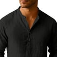 thumbnail image 6 of Kakii Mens Linen Henley Shirts Long Sleeve Hippie Yoga Summer Beach Casual Henleys T-Shirt, 6 of 7