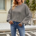 thumbnail image 4 of Sanbonepd Womens Sweaters Fall Winter Loose Cropped Pullover Cotton Fashion Crewneck Sweater, 4 of 4