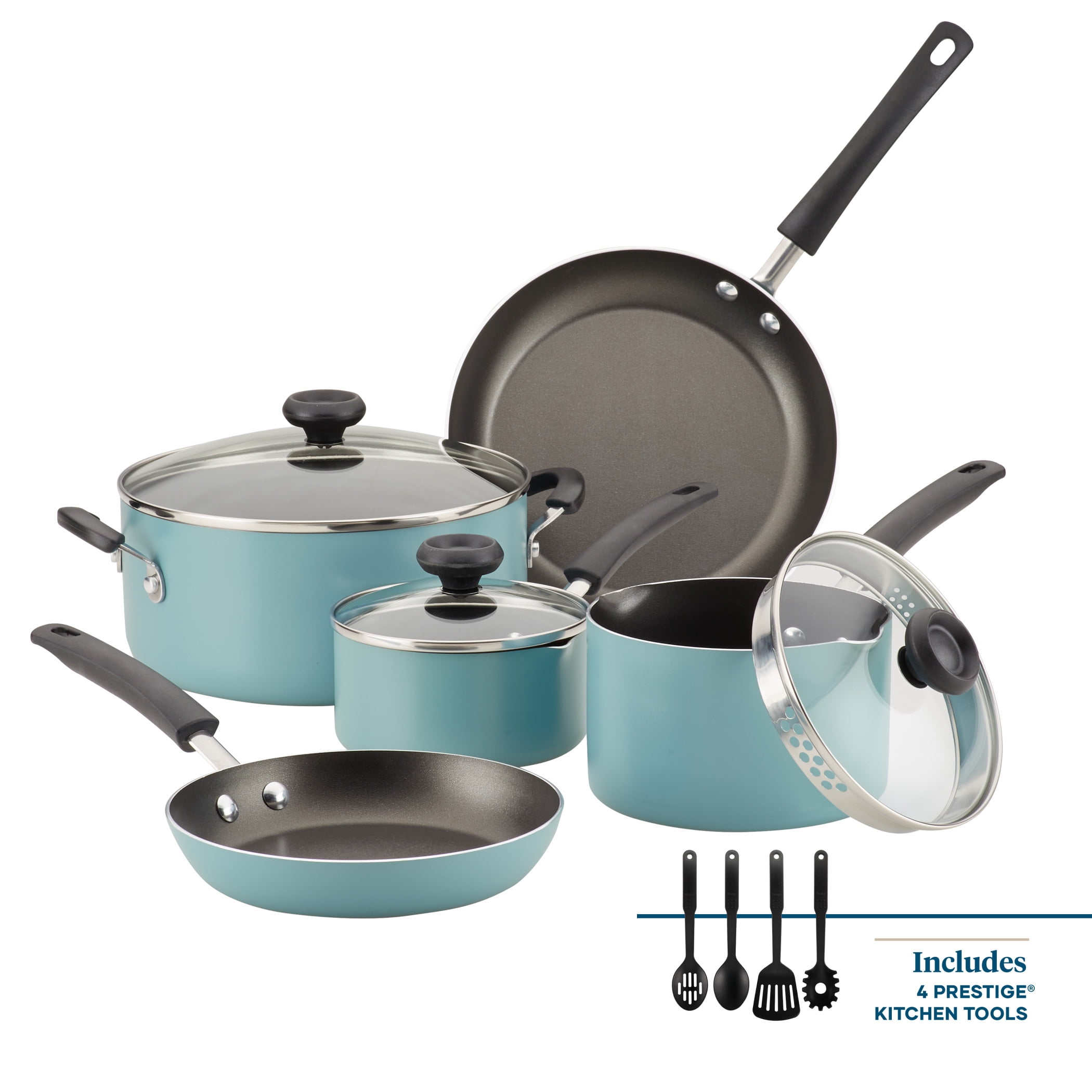 Cookware Set Nonstick Interior Aluminum Kitchen Pots Pans Dishwasher 12 Pcs 