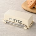 thumbnail image 3 of GUIGUI Butter Dish With Lid for Countertop, Butter Crock With Stainless Steel Multipurpose Butter Knife, Butter Container with Plastic Home Decor Kitchen Gift White 1 Pcs (White), 3 of 6