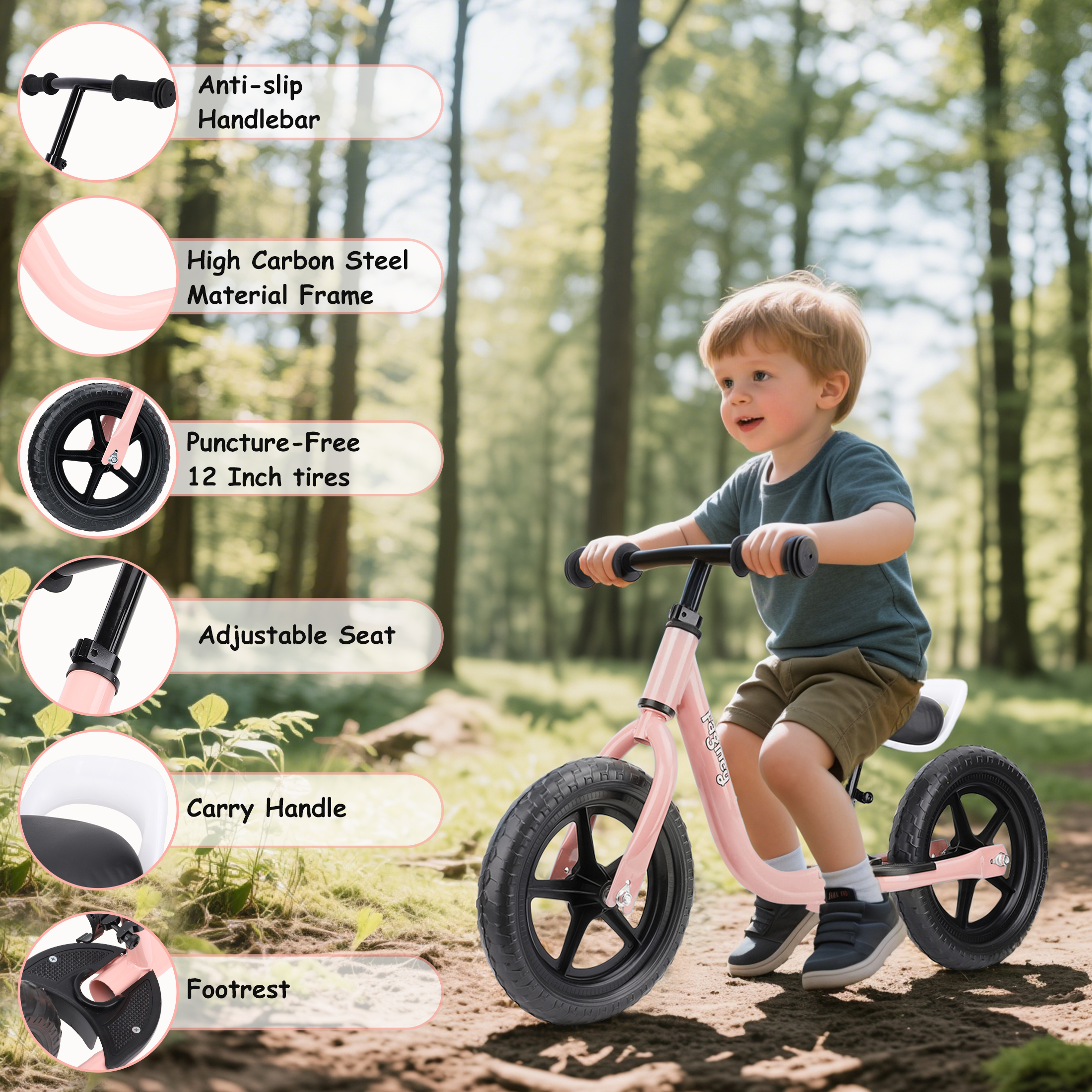 Faginey 12-Inch Balance Bike for Toddlers, No Pedals photo 7