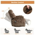 thumbnail image 4 of Bonzy Home Oversized Swivel Rocker Recliner with Massage & Heat, Reclining Glider Chair – Soft Breathable Fabric for Living Room & Bedroom, Brown, 4 of 7
