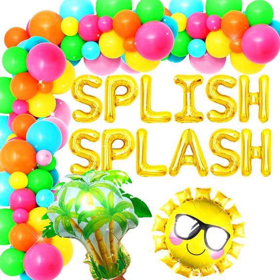 Pool Party Balloons Tropical Hawaiian Luau Splish Splash Balloon Garland Pool Party Balloons Beach Party Decorations For Kids