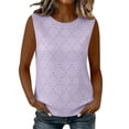 thumbnail image 5 of GUACER Womens Pointelle Tank Top Round Neck Eyelet Casual Sleeveless Blouse Lightweight Summer Camisole, 5 of 7
