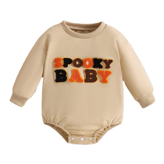 GYRATEDREAM Newborn Baby Girl Halloween Outfit Pumpkin Sweatshirt Romper Long Sleeve Jumpsuit Infant Fall Winter Clothes