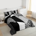thumbnail image 3 of jejeloiu Chic Leopard Pattern Full Size Comforter Sets,Gray White Black Bedding Sets Cheetah Lover Reversible 3-Piece, 3 of 8