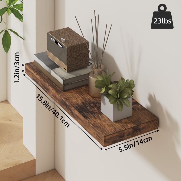 Fairy 15.8-Inch Floating Shelves Set of 6, Brown Wood Farmhouse photo 6