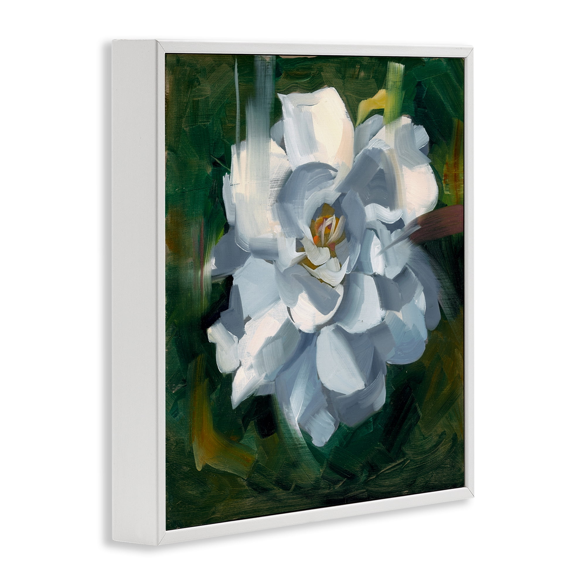 Stupell Industries Paint Streaked Flower Botanical & Floral Painting White Framed Art Print Wall Art, 17 x 17