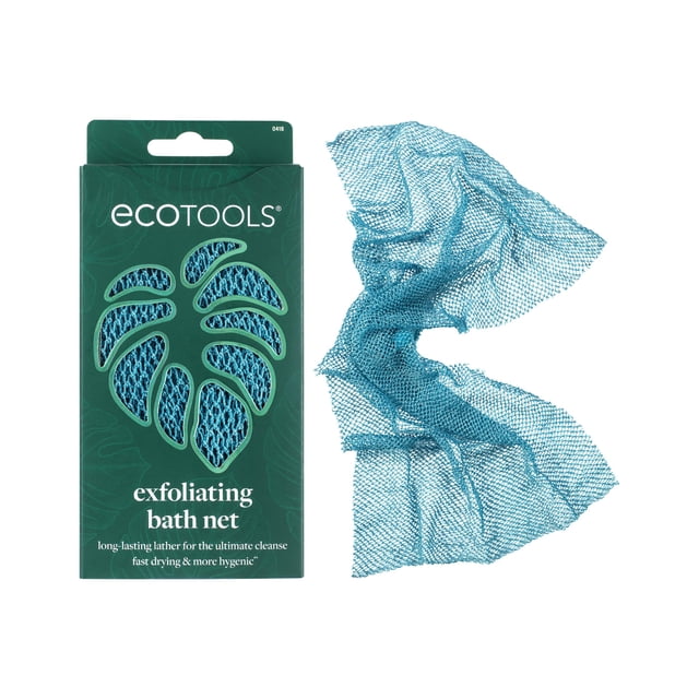 EcoTools Red de baño exfoliante inspirada en la esponja de red de baño africana Exfolia y limpia todo el cuerpo Flexible y reutilizable Exfoliante corporal ecológico Vegano y sin crueldad 1 unidad