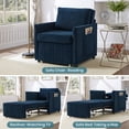 thumbnail image 5 of Convertible Sleeper Chair Bed, 31.5" Upholstered Pull Out Sofa Bed with 5-Position Adjustable Backrest, Fold Out Chair Bed for Living Room, Apartment, Blue, 5 of 9