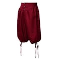 thumbnail image 2 of Men's Medieval Pirate Capri Pants Renaissance Costumes Viking Shorts Lace up Hem Halloween Costume Trousers, 2 of 6