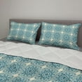 thumbnail image 2 of Blue Mandala Comforter & Sham Bedding Set, Repetitive Abstract Sunflower Interpretation Folkloric Motifs Print, 3 pcs Duvet Set Microfiber Filling Quilt, 5 Sizes, Ivory and Petrol Blue, by Ambesonne, 2 of 4