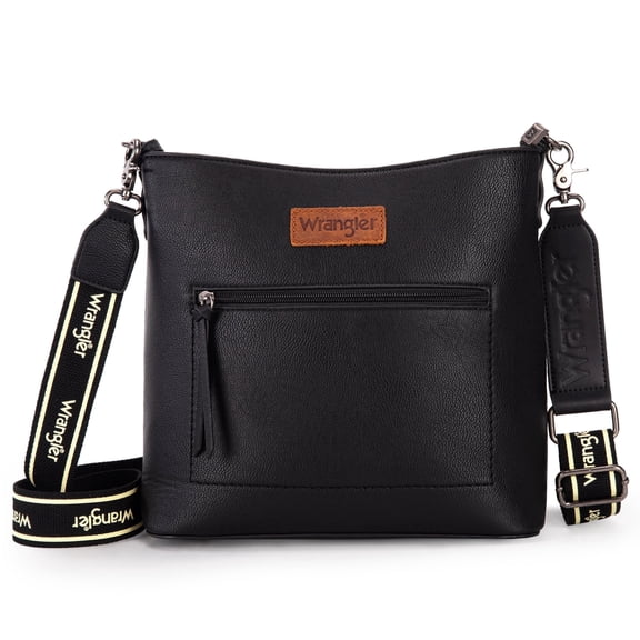 Wrangler Crossbody Bags for Women Lightweight Handbags and Purses Travel Shoulder Purse, Black