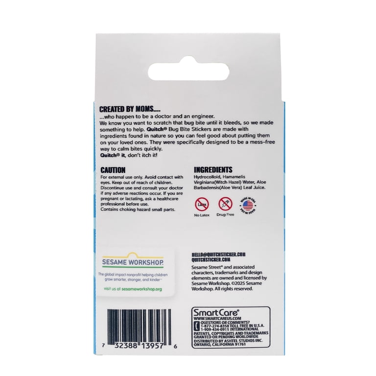 (2 pack) Quitch Sesame Street Bug Bite Relief Patches, Anti-Itch  Hydrocolloid with Witch Hazel and Aloe Vera, 18 Count