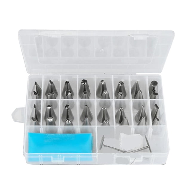 Bewildely Kit de boquillas para manga pastelera de acero inoxidable, 38 Uds., juego de boquillas para decoración de tartas de silicona DIY, decoración Almacenamiento y organización del hogar Bewildely HA022761-00