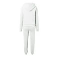 thumbnail image 3 of 2024 Womens Tracksuit Casual Long Sleeve Solid Hooded Sport Suit Hooded Sweatshirt With Pocket Loose Fit Pullover Drawstring Hoodie Sets Formal Women Jacket Two Piece Pants Outfits Formal Rompers for, 3 of 4