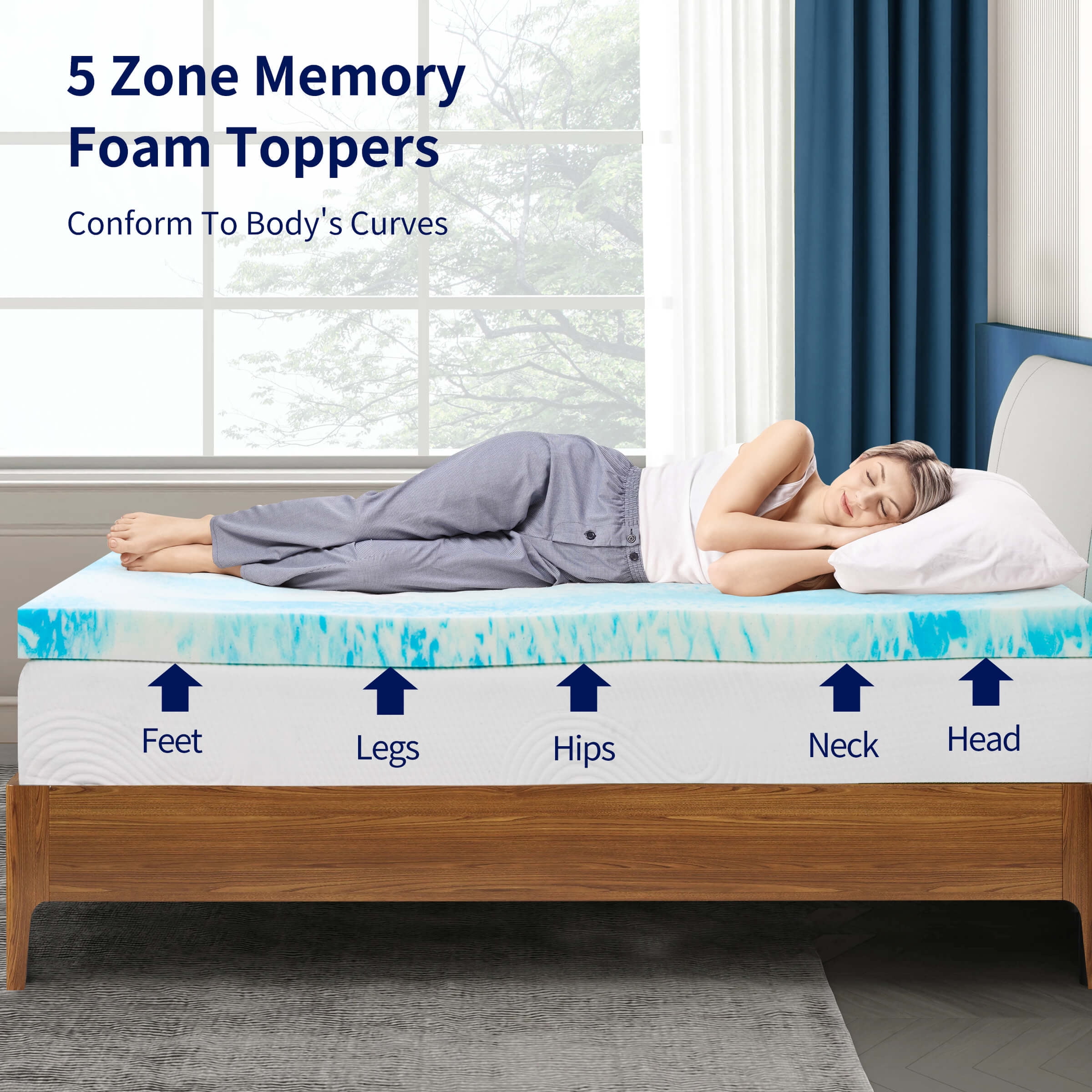 Subrtex Twin Memory Foam Pad in a Box Wave Pattern Mattress Topper