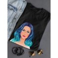 thumbnail image 3 of Woman With Blue Gradient Hair T-Shirt Women -Image by Shutterstock, Female Small, 3 of 4