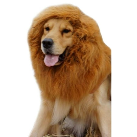 AMC Lions Mane Wig for Large Dogs, Furry Pet Costume, Light Brown,