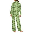 thumbnail image 4 of FOR U DESIGNS Green Cucumber Long Sleeve Button Up Pajama Shirts for Women 2 Pack Size L Button Pajamas Sleepwear with Pants Nightwear Long V-neck for Women, 4 of 7