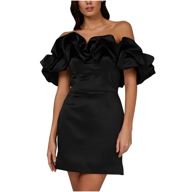 Birdeem Womens Solid Color Bra Sexy off Shoulder Slim Fit Wrap Hip Dress
