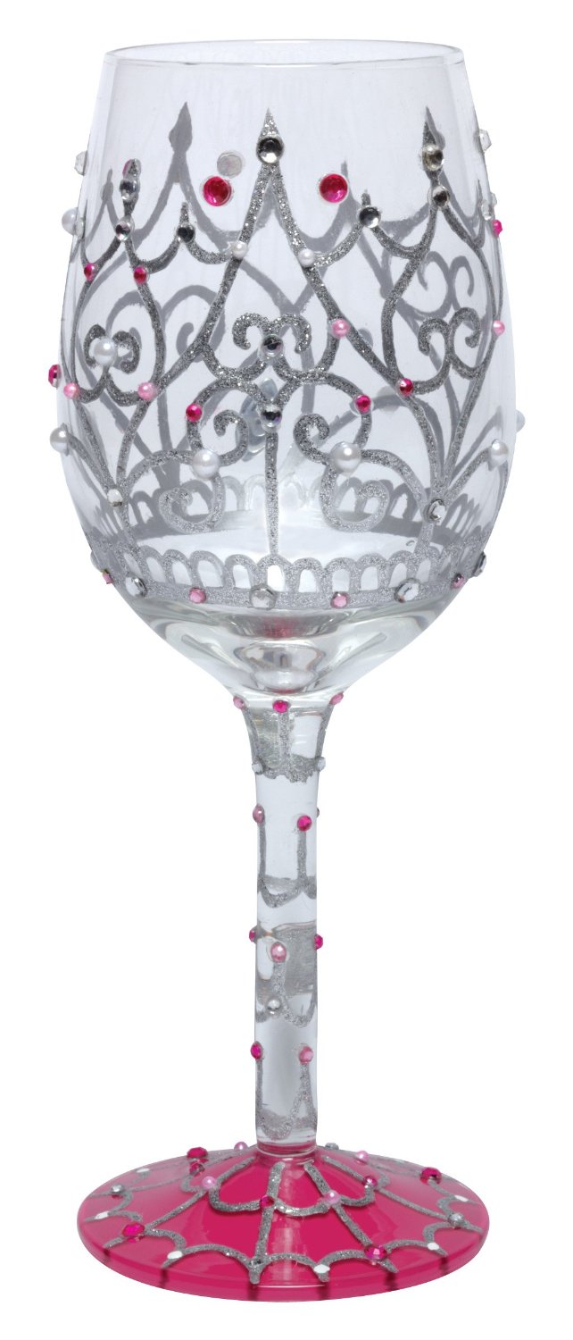 Verre à Vin Lolita 'My Gift To You' - Design Festif Peint à La Main, Motifs Ruban Rouge Et Vert - Idéal Cadeau Fêtes