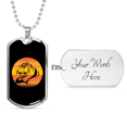 thumbnail image 4 of Cheval Rétro orange en Collier de Cheval Noir en Acier Inoxydable Ou 18k or Chien Tag 24" Chaîne, 4 of 8