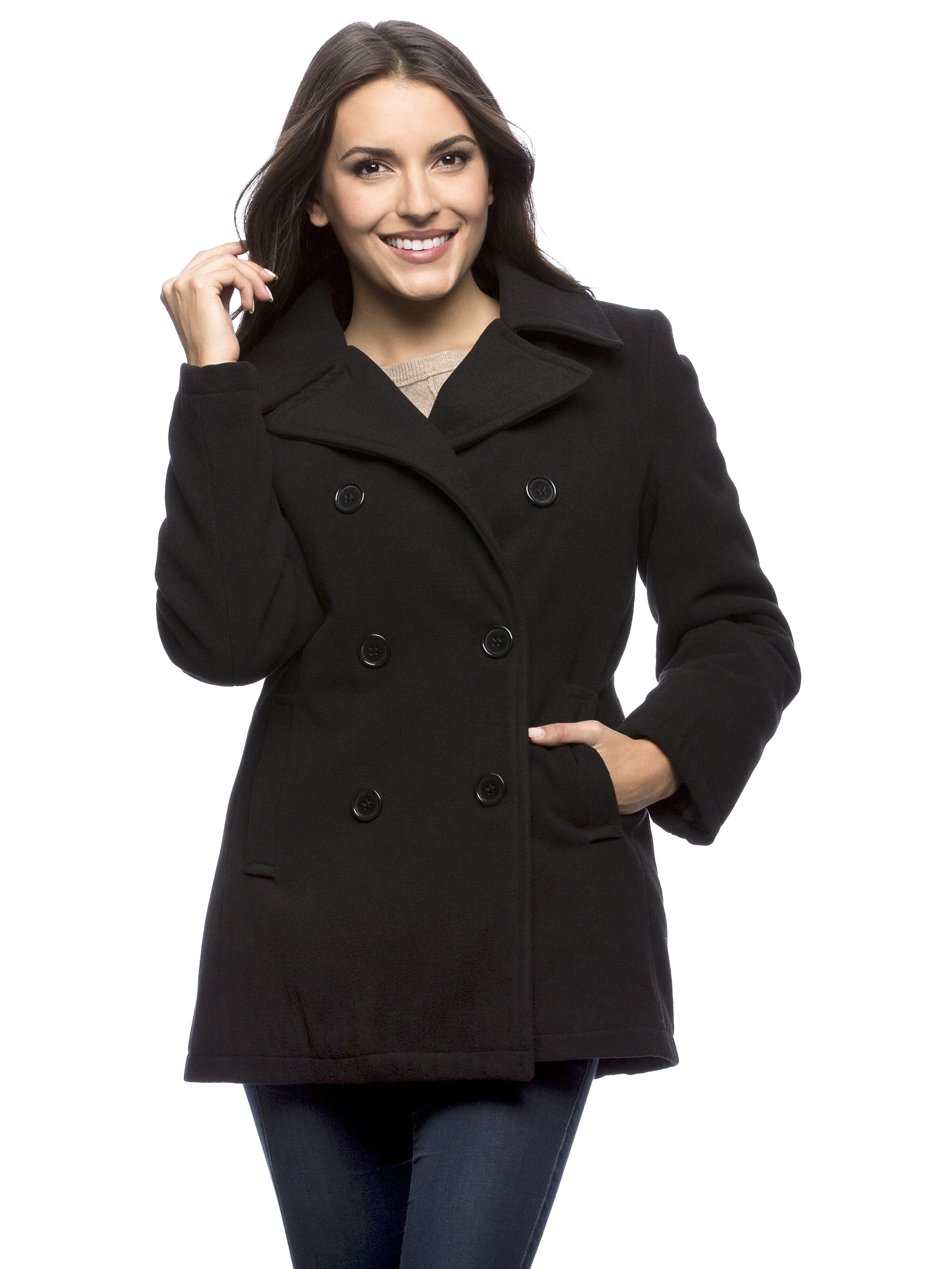 Excelled Women #39 s Classic Pea Coat Walmart com Walmart com Excelled Women #39 s Classic Pea Coat Walmart com Walmart com