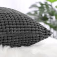 thumbnail image 5 of PiccoCasa Soft Corduroy Striped Velvet Decorative Throw Pillow Cusion Cover Dark Grey 12" x 18", 5 of 8